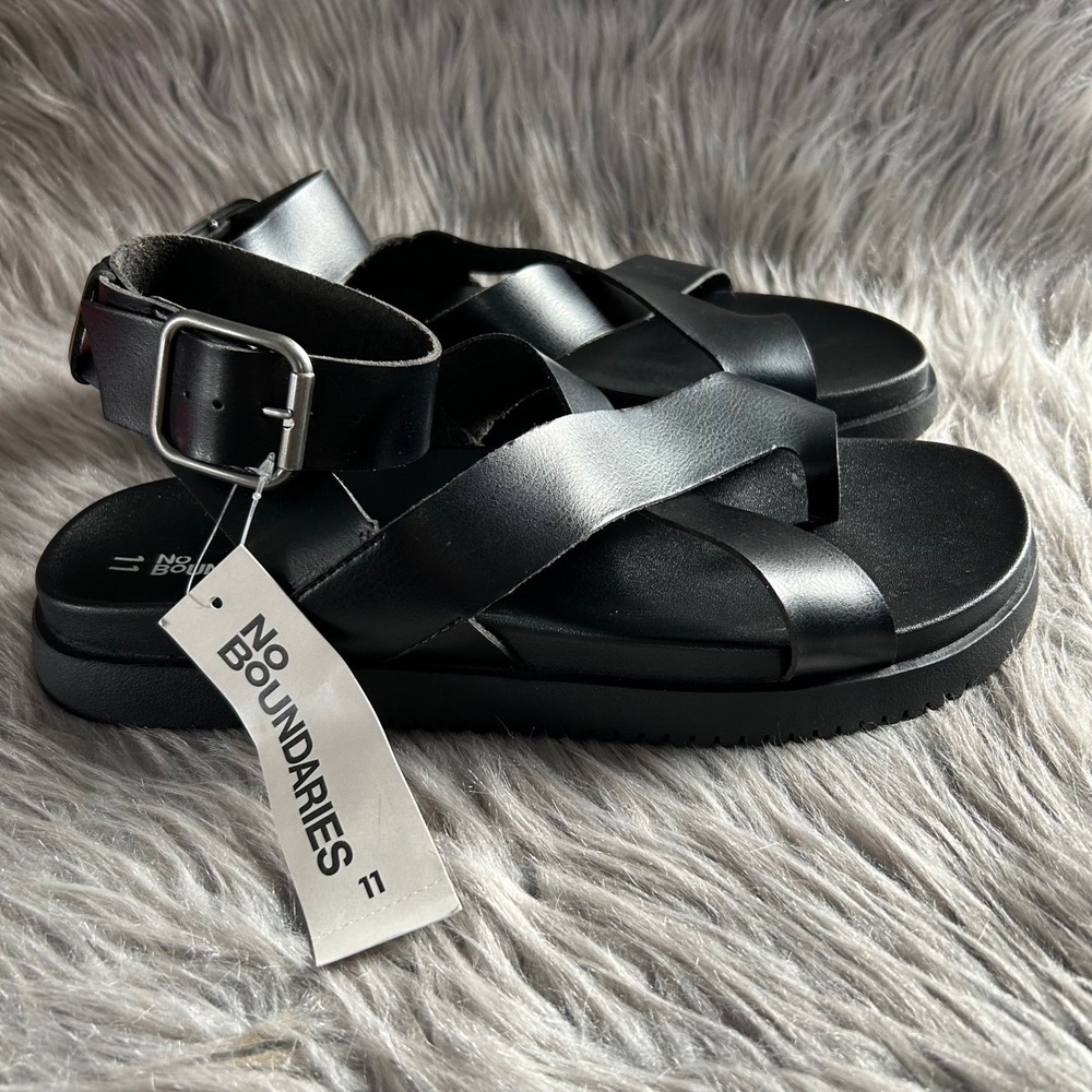 No Boundaries Strappy Gladiator Sandals Womens Size 11 Black Open Toe Shoes